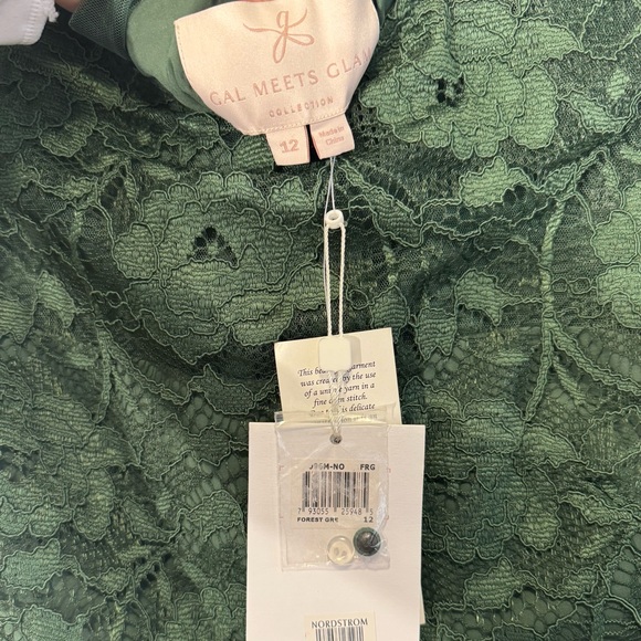 Green Mid-Length Lace Dress with Cap Sleeve, Size 12, Nordstrom, NEW - Picture 4 of 4